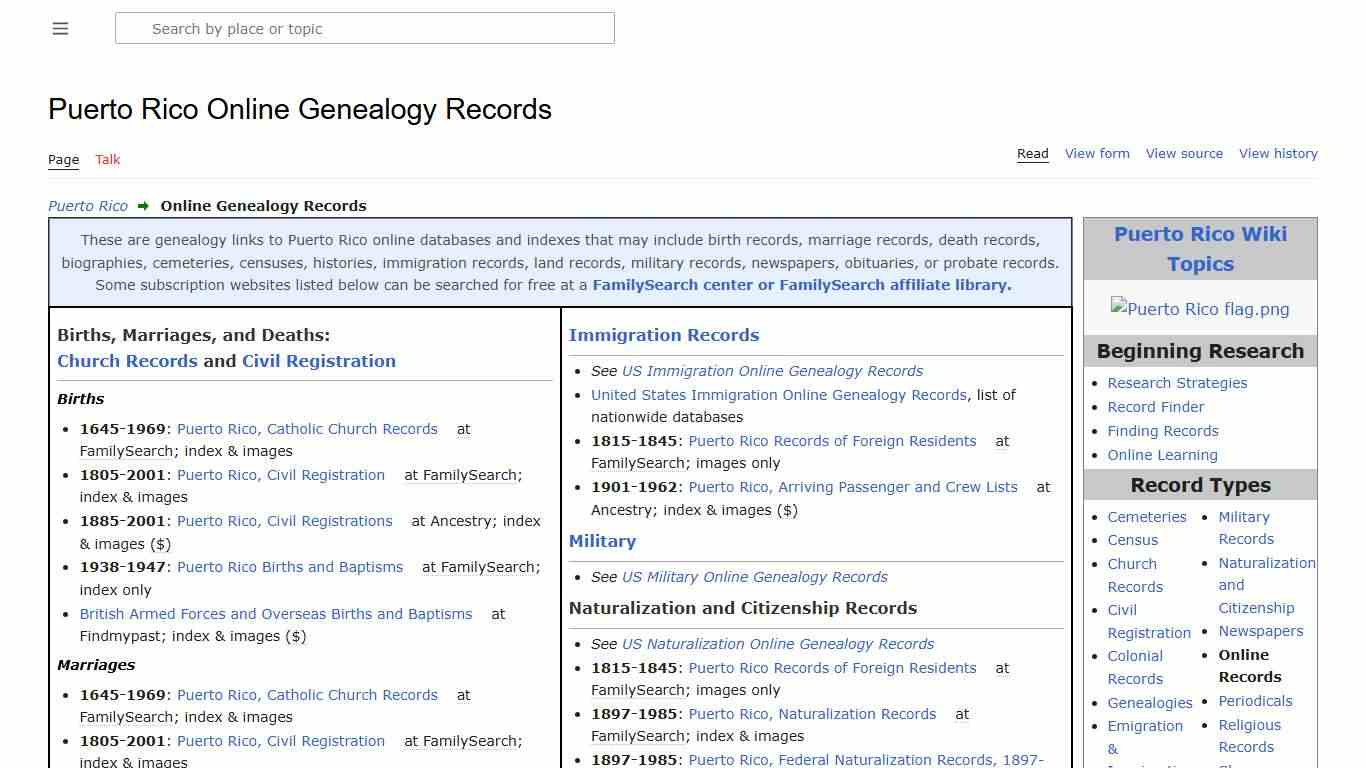 Puerto Rico Online Genealogy Records • FamilySearch
