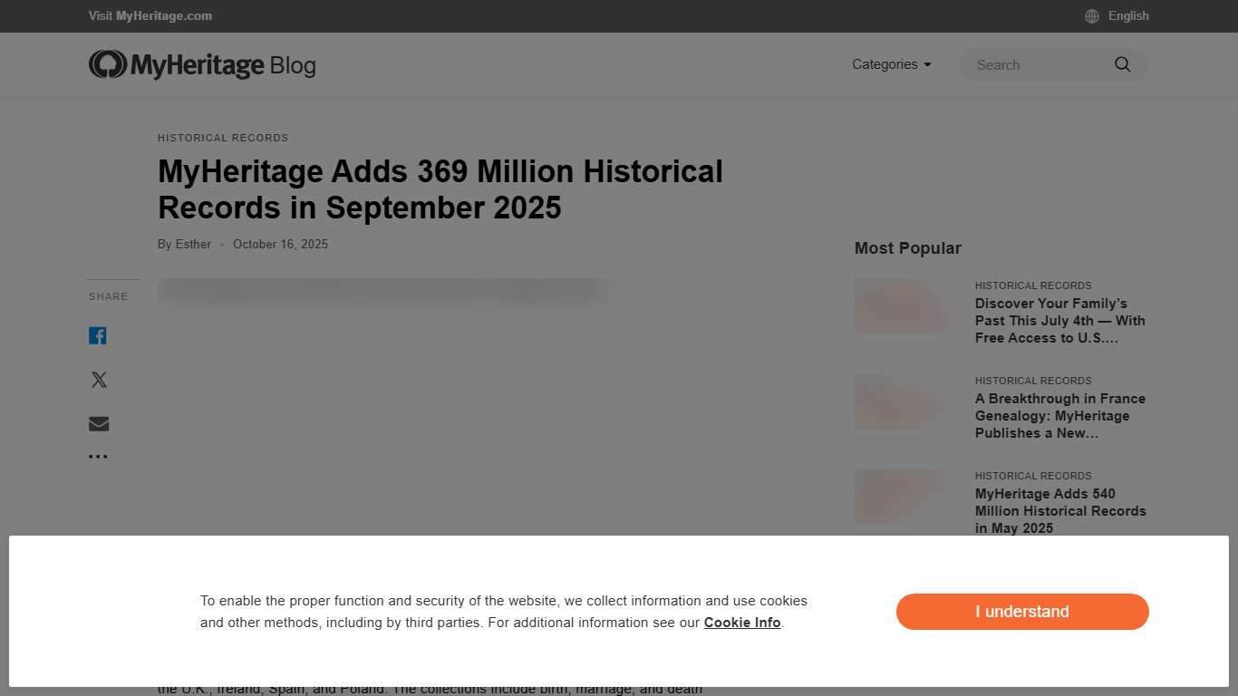 MyHeritage Adds 369 Million Historical Records in September 2025 - MyHeritage Blog