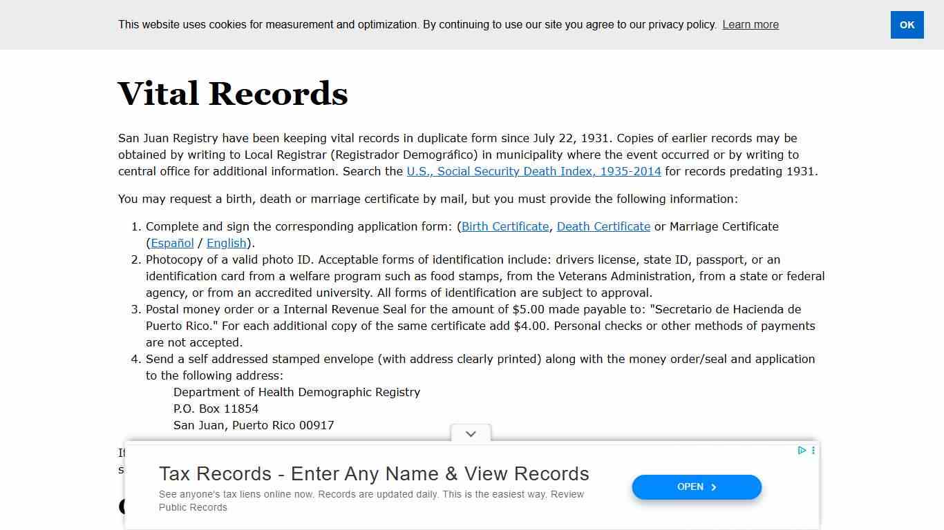 Puerto Rico Vital Records