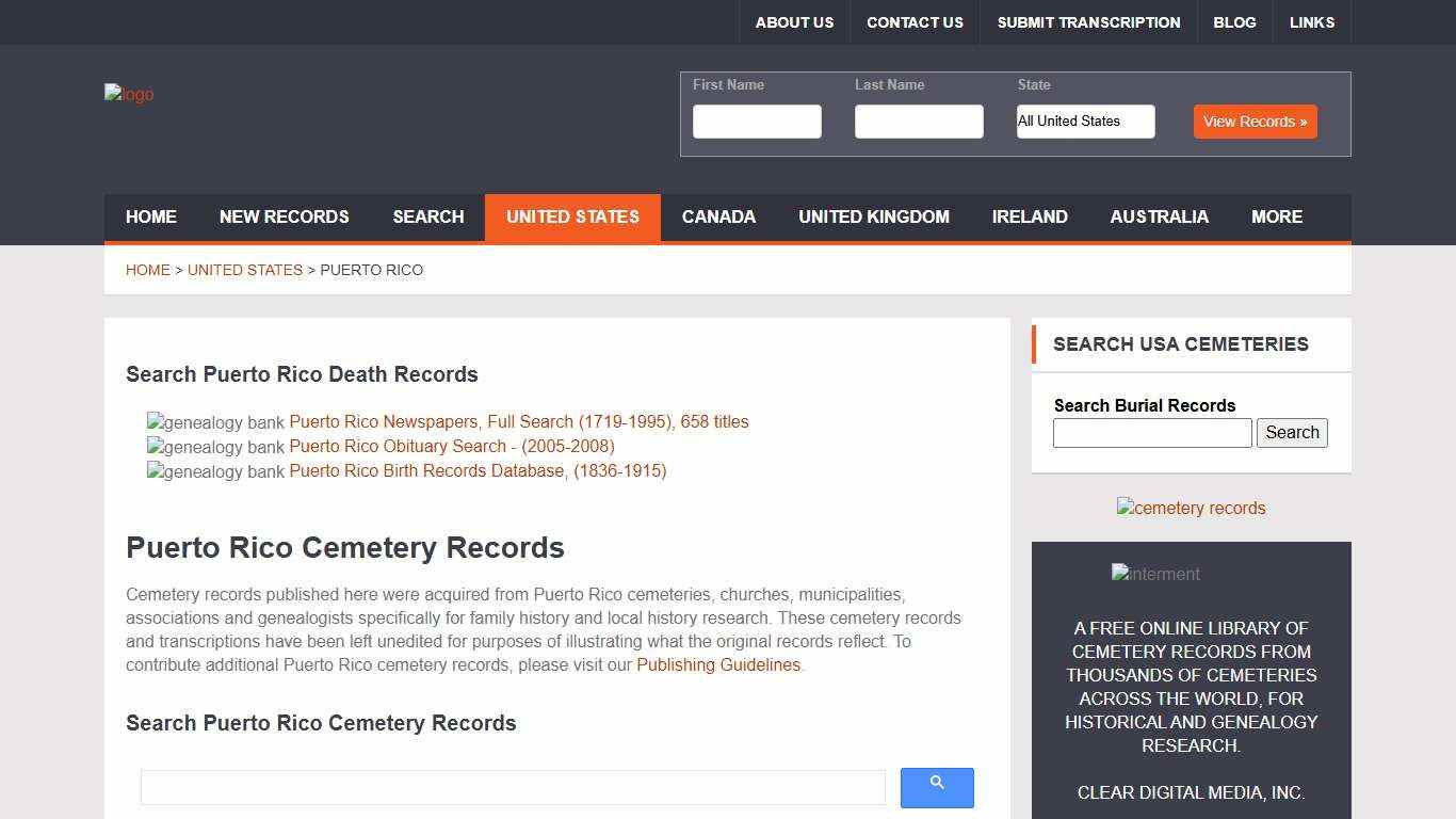 Puerto Rico Cemetery Records Genealogy